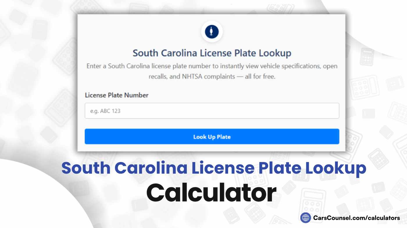 South Carolina License Plate Lookup