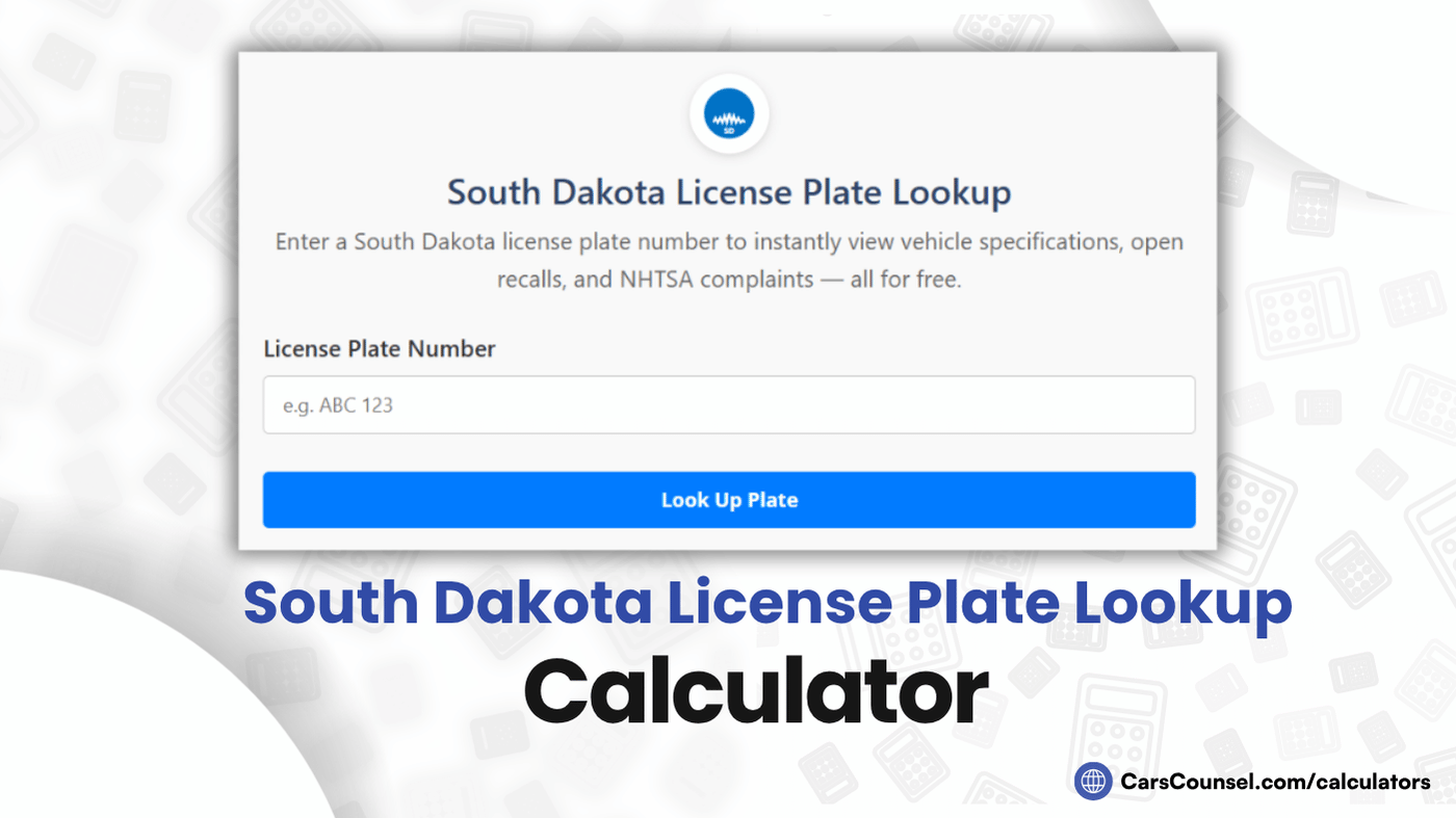 South Dakota License Plate Lookup