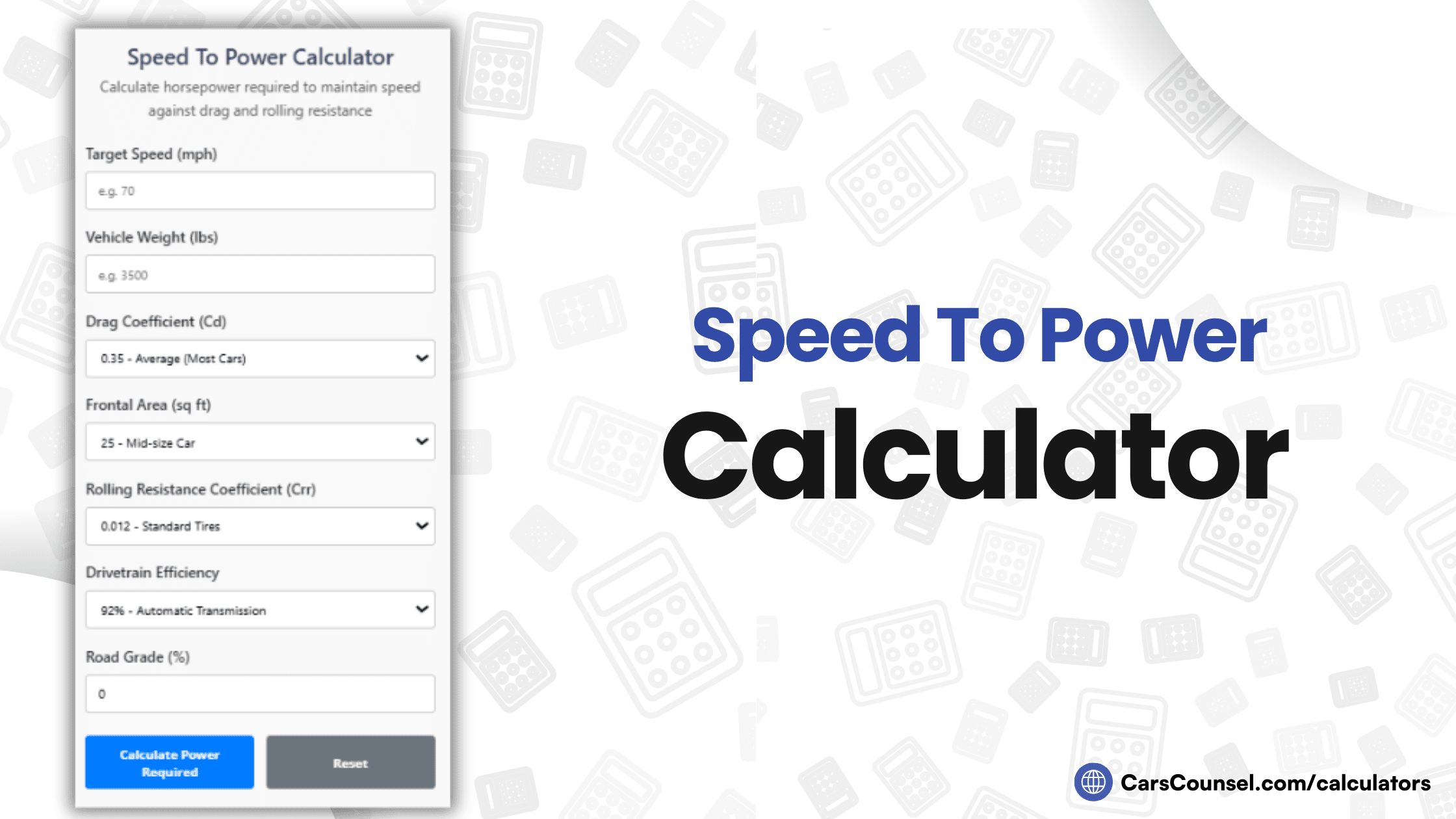 Speed To Power Calculator