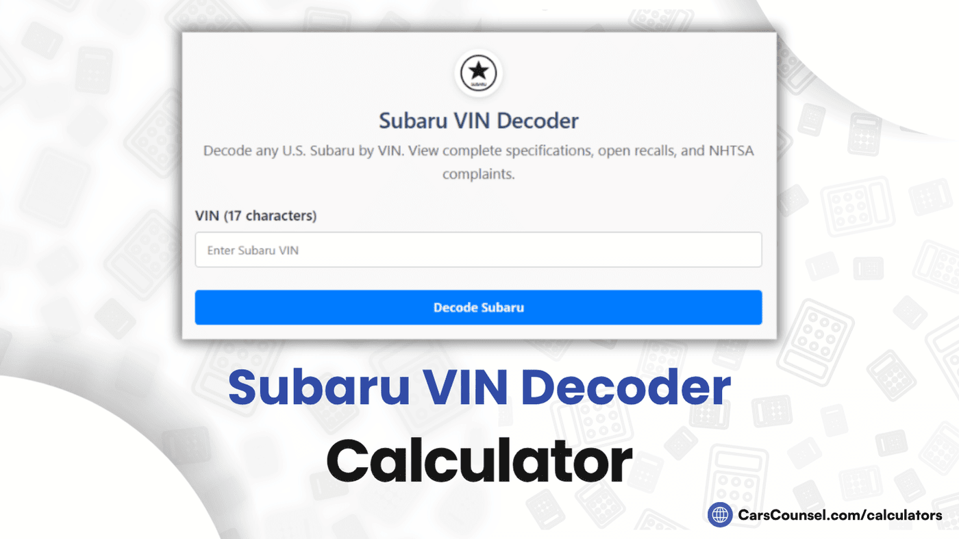Subaru VIN Decoder Calculator