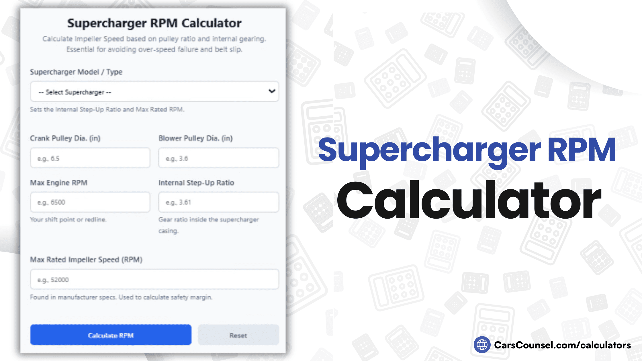 Supercharger RPM Calculator