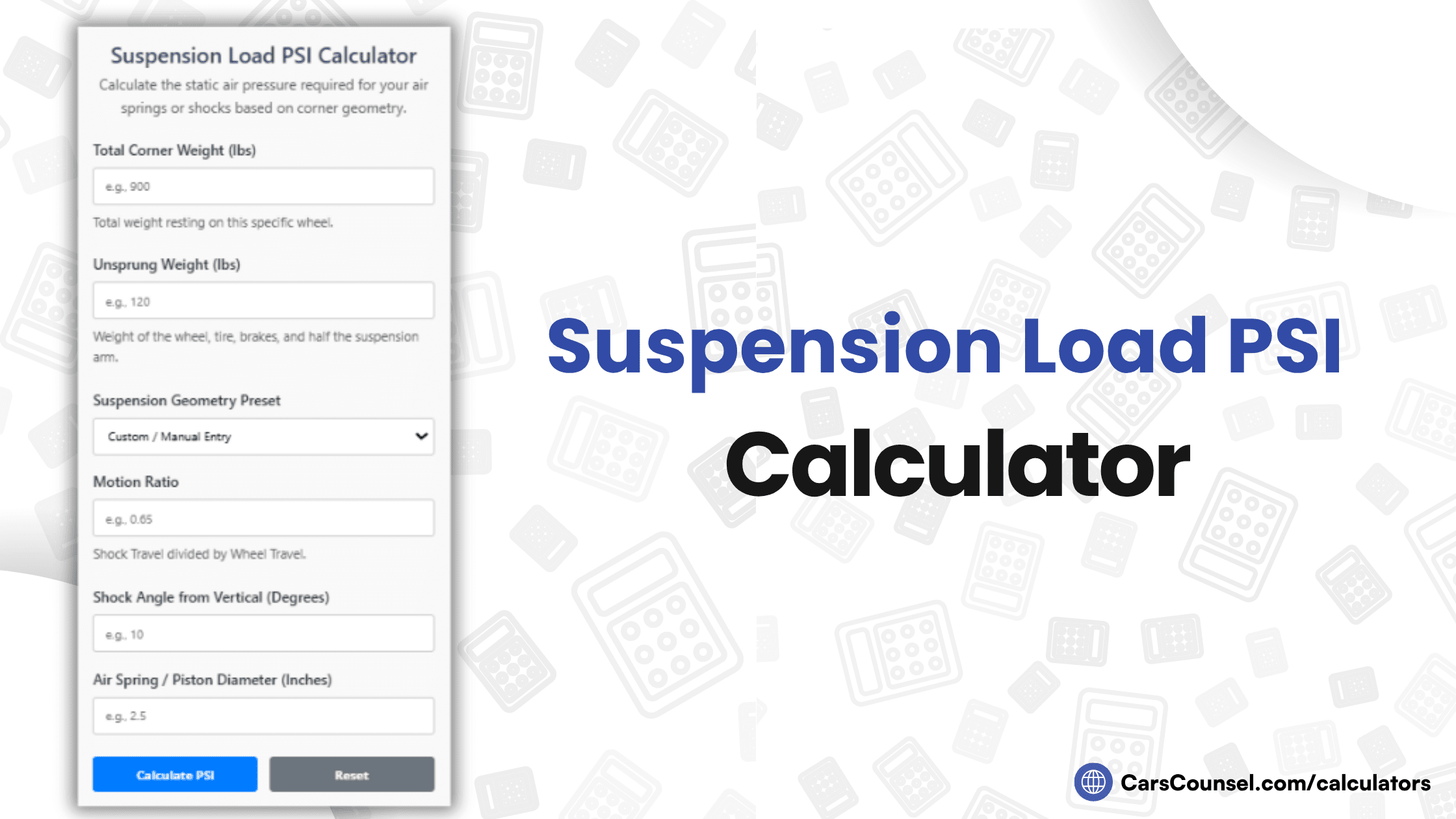 Suspension Load PSI Calculator