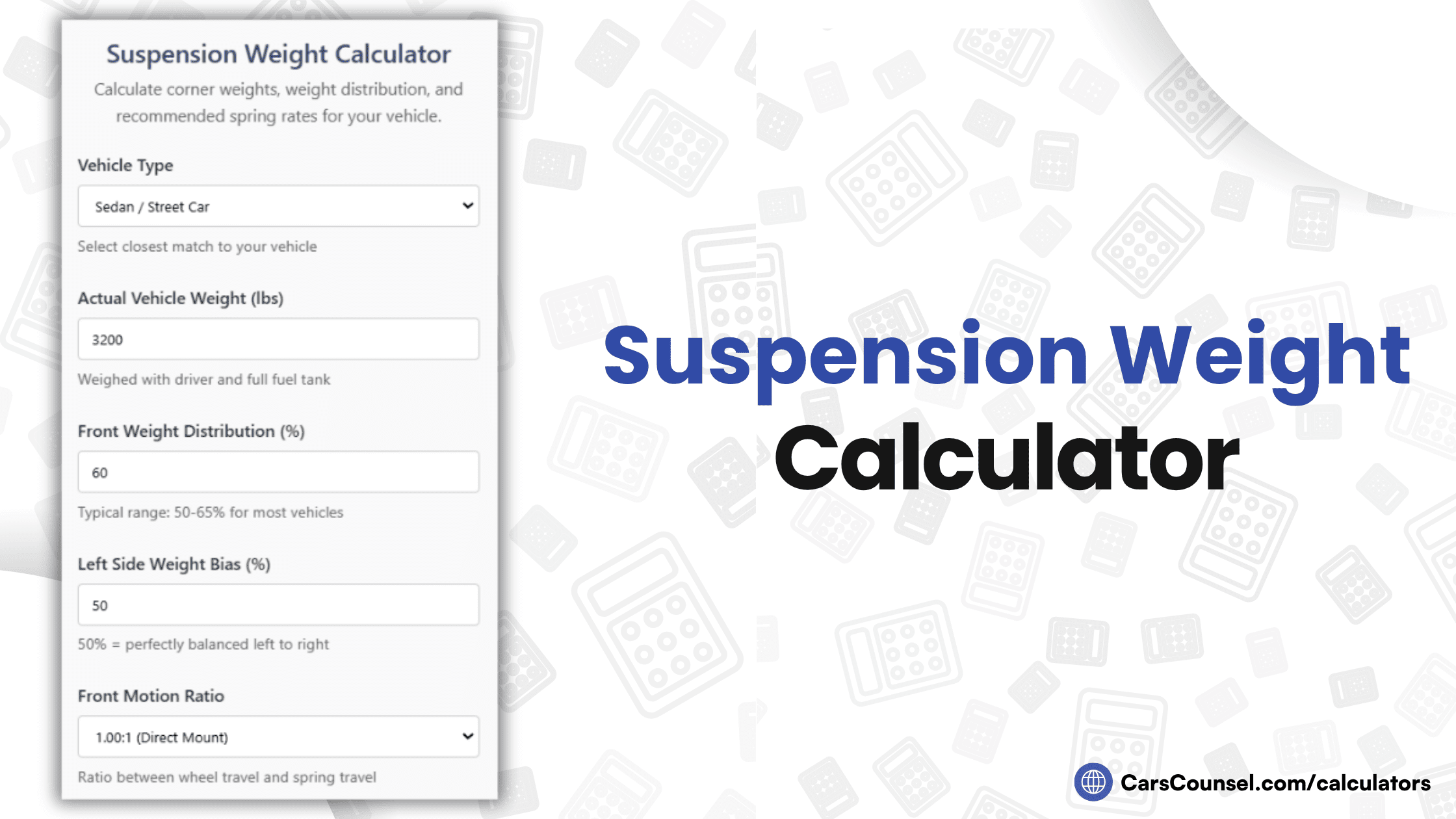 Suspension Weight Calculator