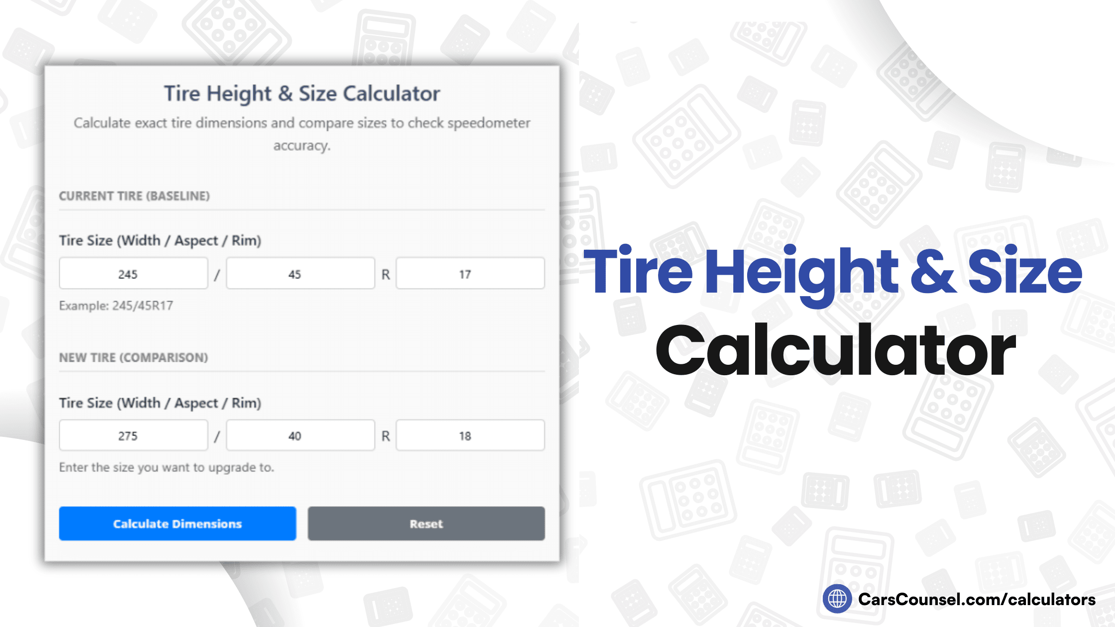 Tire Height & Size Calculator
