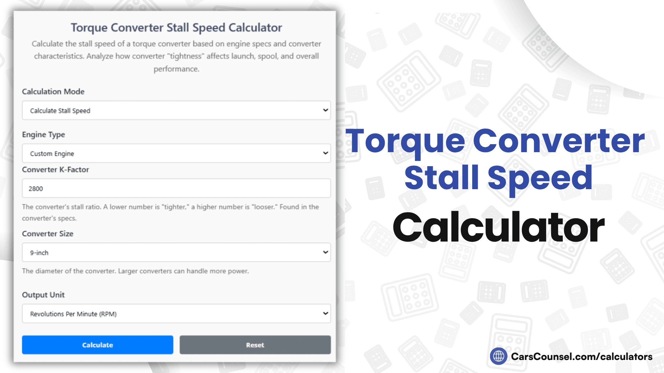Torque Converter Stall Speed Calculator
