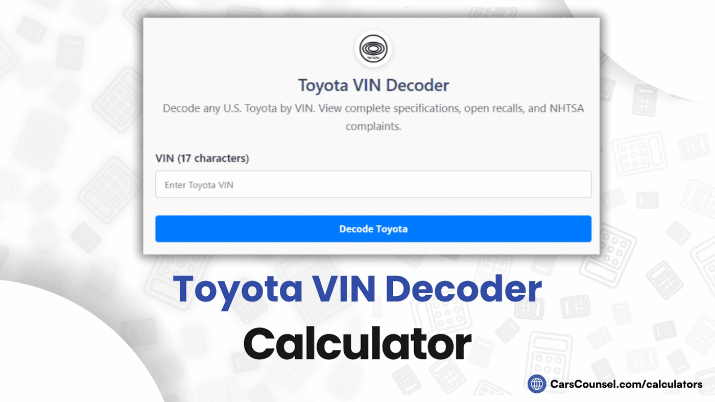 Toyota VIN Decoder Calculator