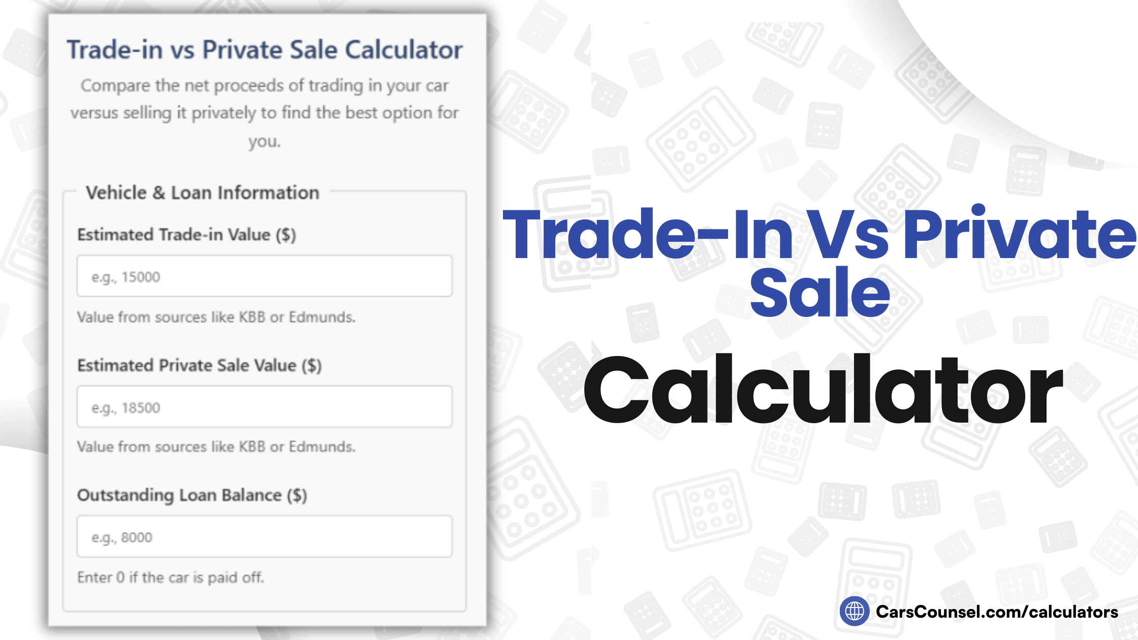 Trade In Vs Private Sale Calculator