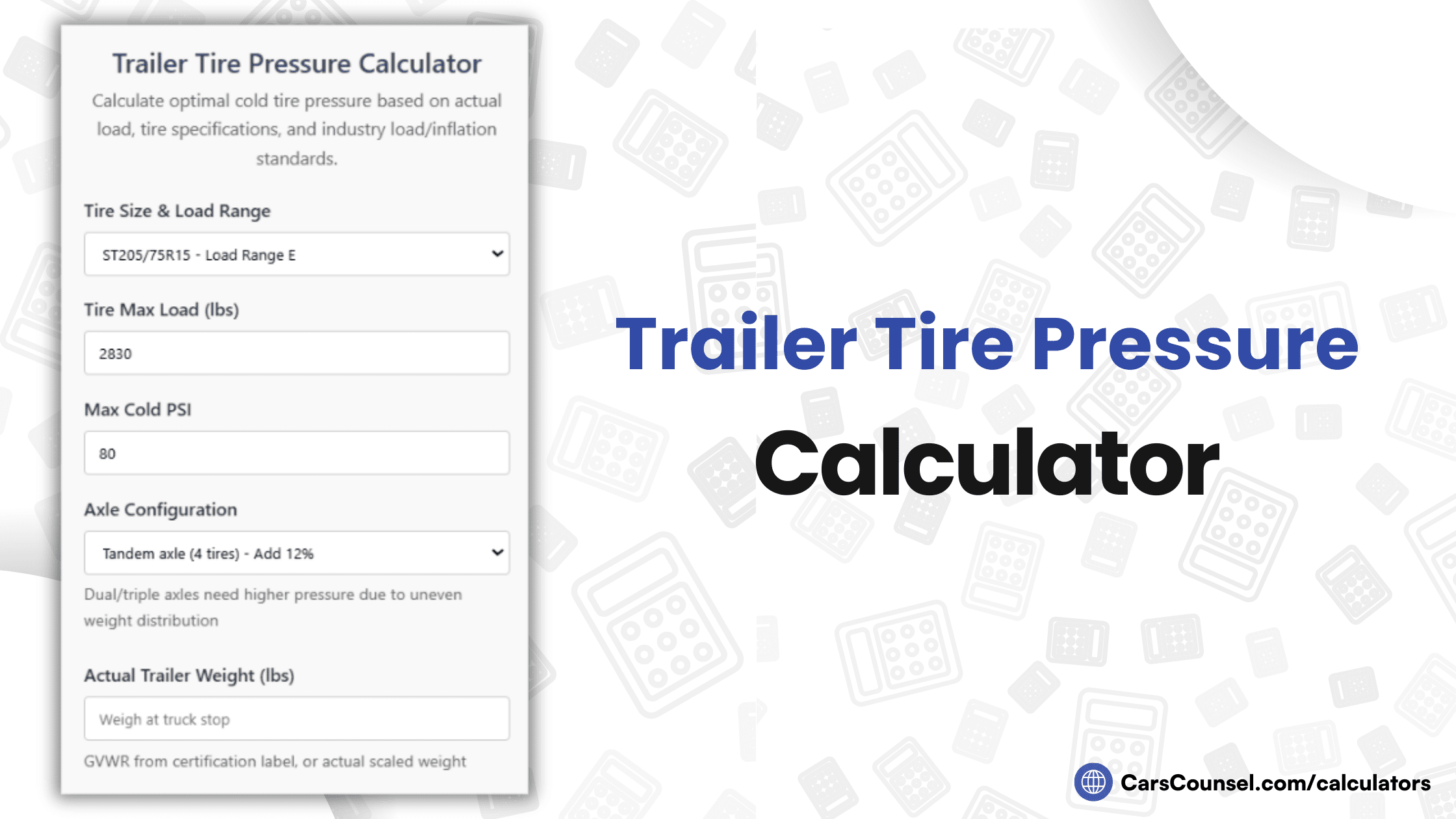 Trailer Tire Pressure Calculator