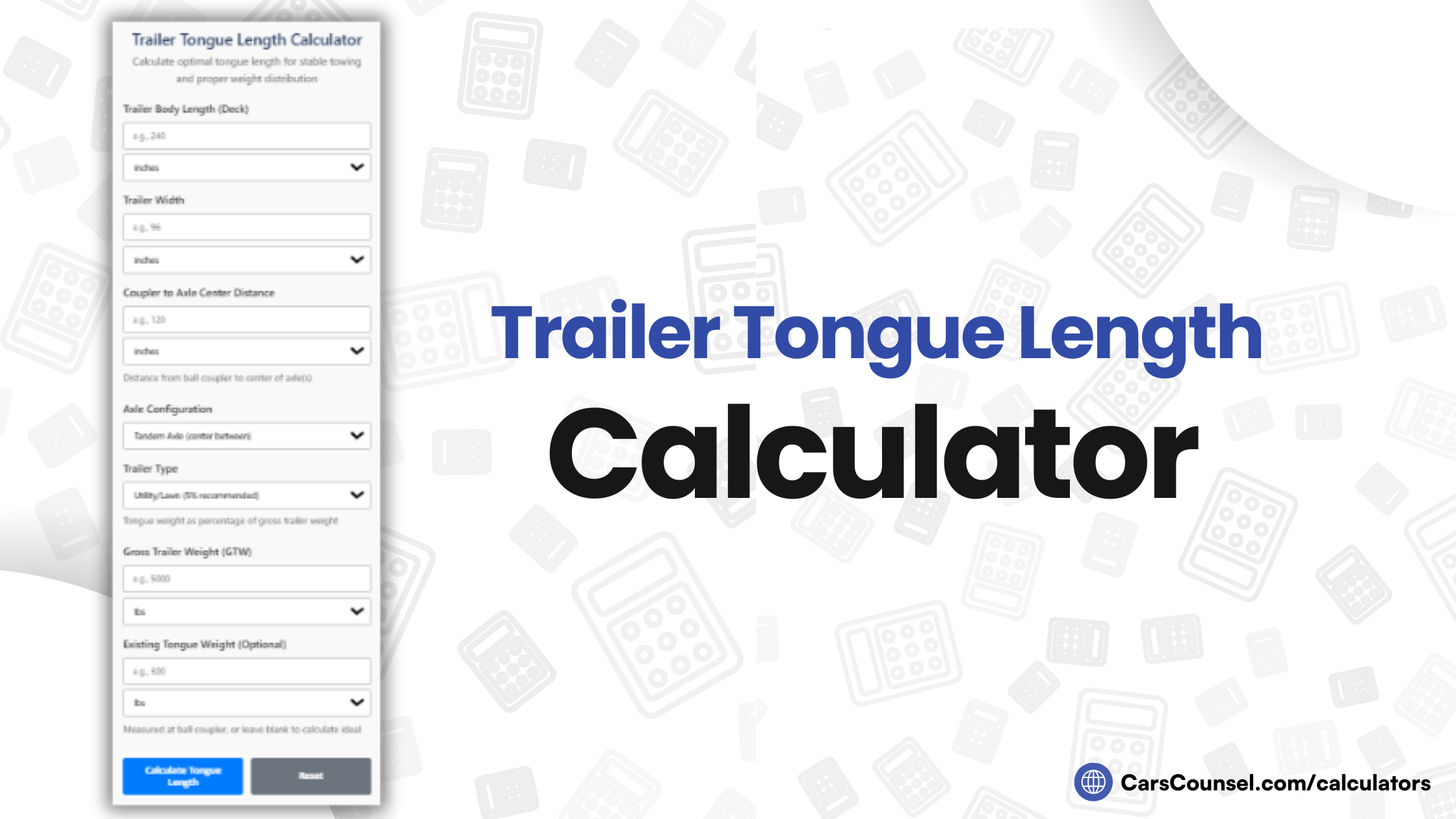 Trailer Tongue Length Calculator