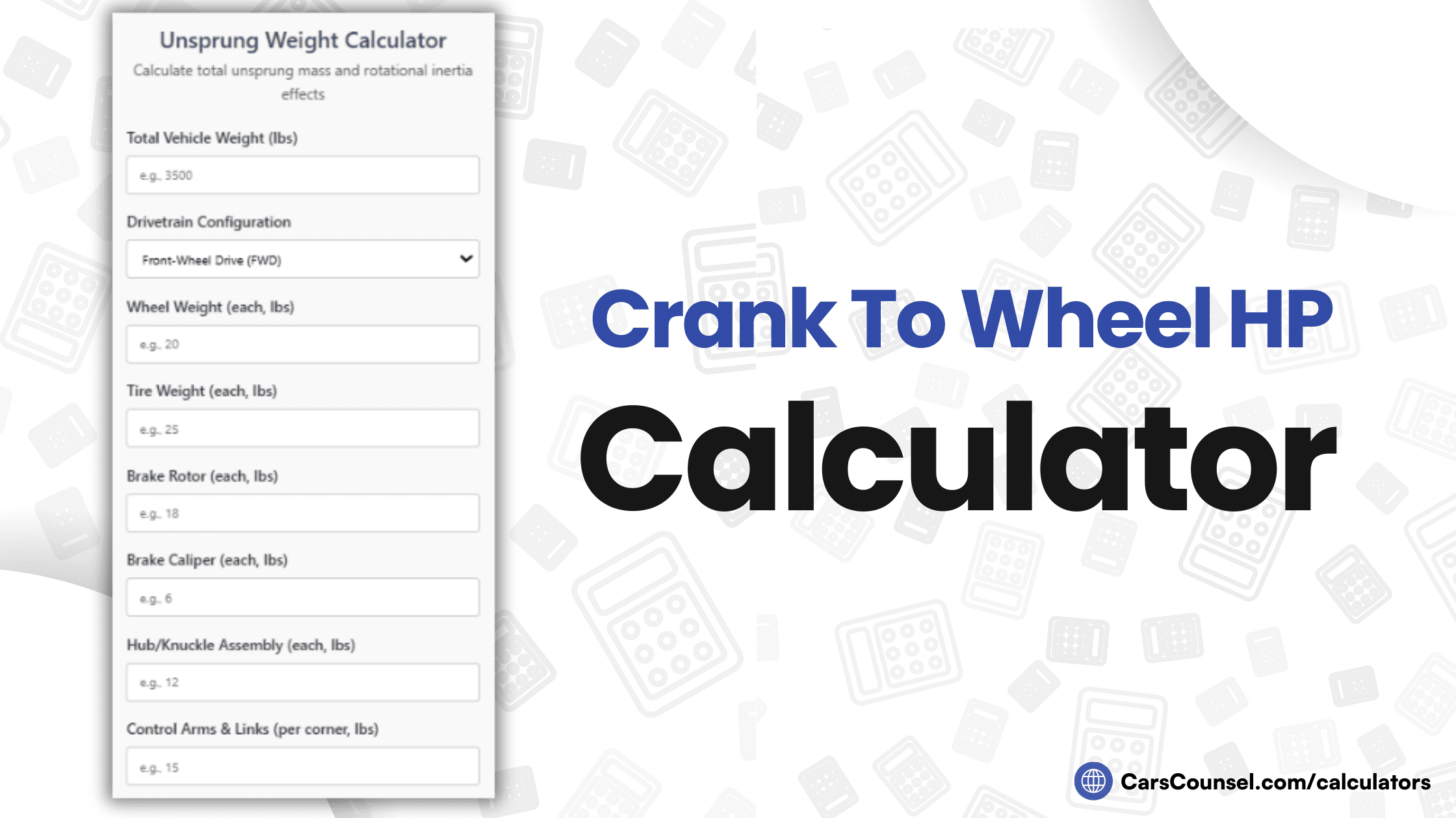 Unsprung Weight Calculator