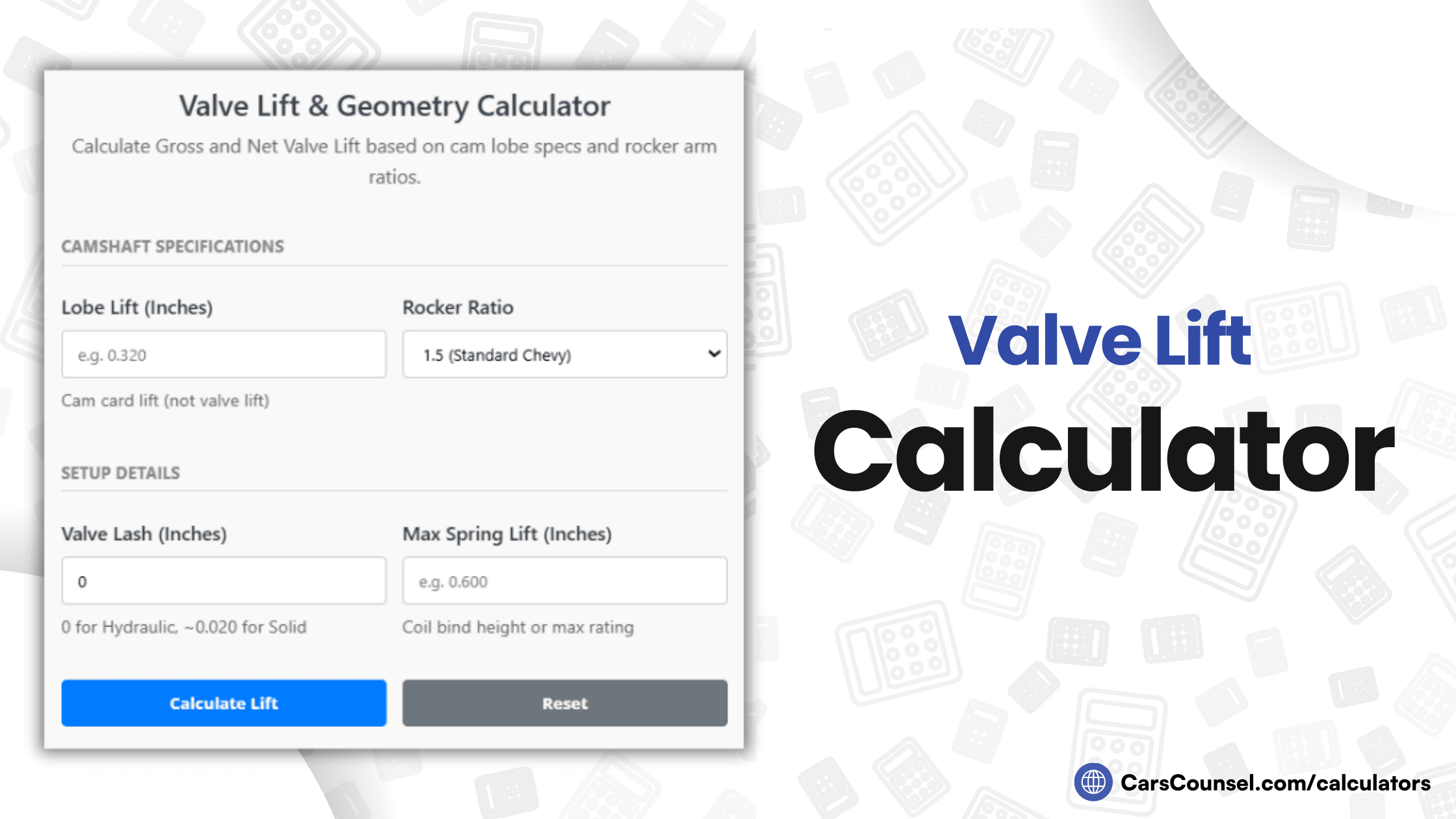 Valve Lift Calculator