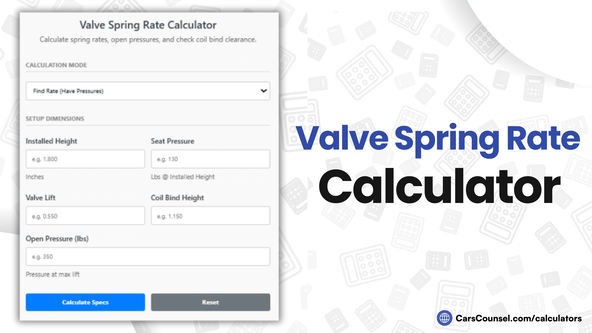 Valve Spring Rate Calculator