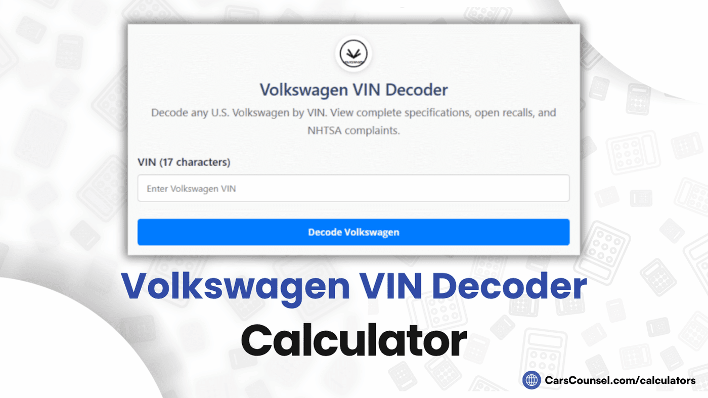 Volkswagen VIN Decoder Calculator