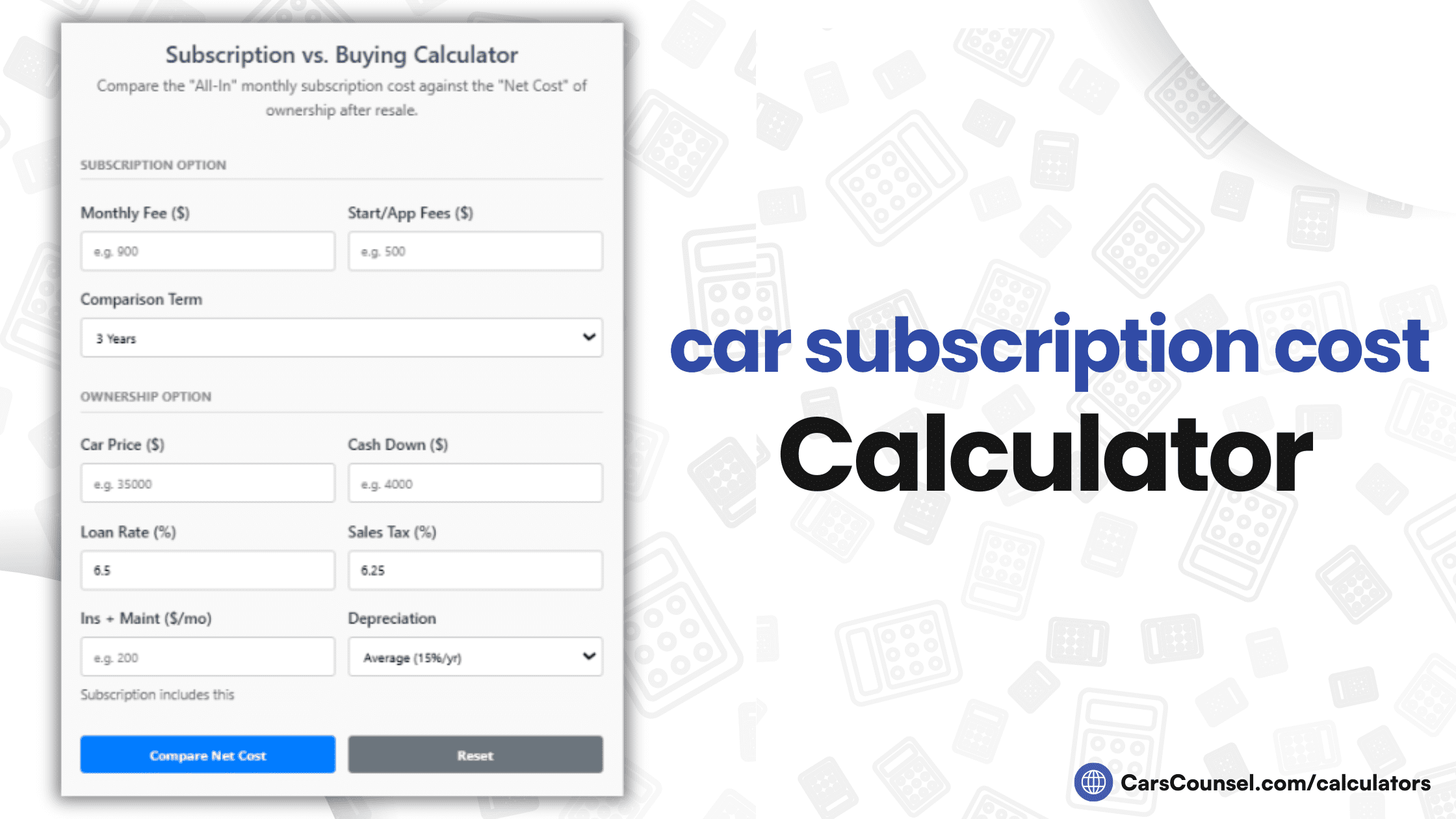 Car Subscription Cost Calculator