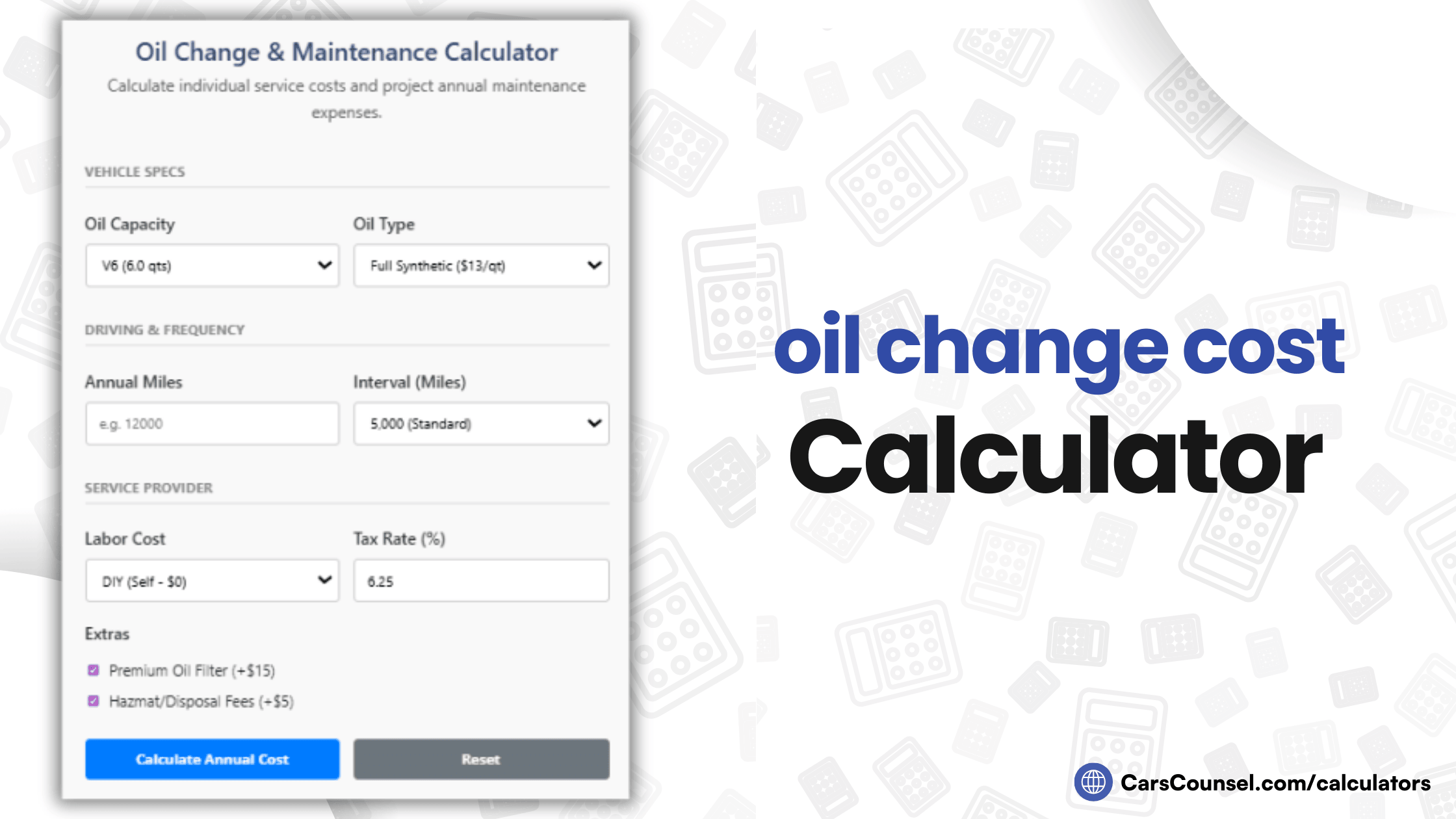 Oil Change Cost Calculator